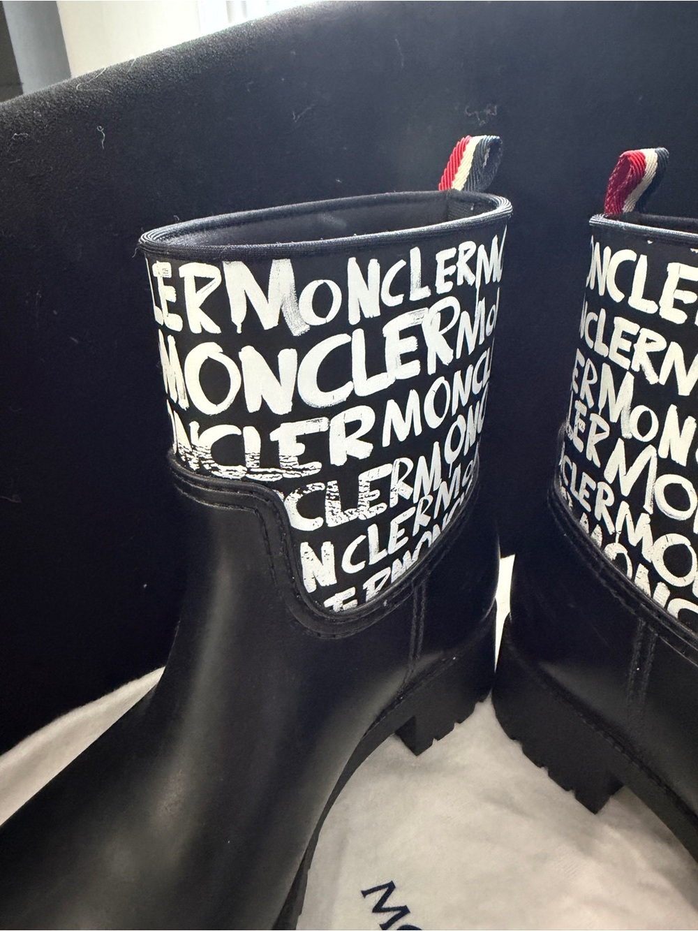 Moncler Black and White Logo Rubber Boots - Picture 3 of 8